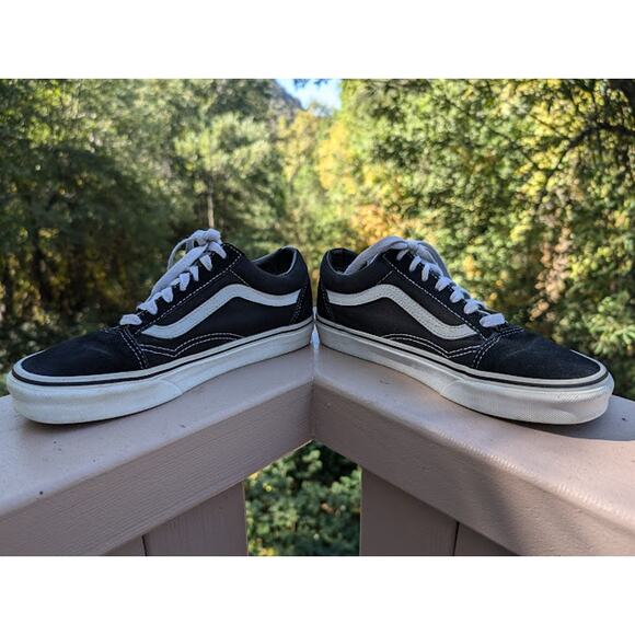 VANS OLD SKOOL - mens 5.5 / womens 7- black with suede toe and heel - Picture 2 of 7